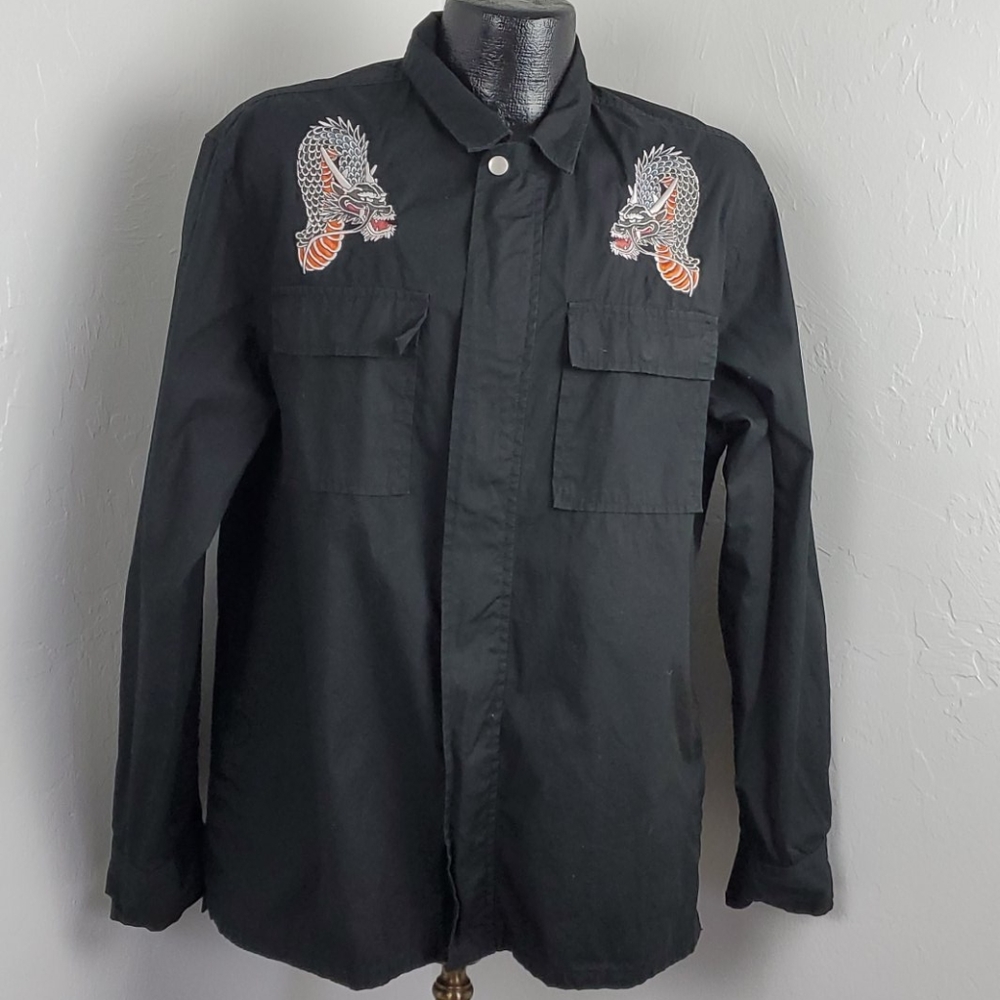 PacSun Los Angels boxy fit dragon embroidered anti-you light jacket men size L